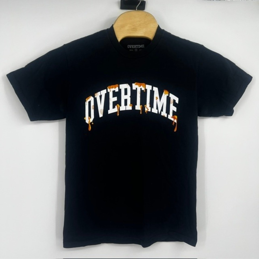 Overtime Men's Black Graphic T-Shirt Honey Drip Winged Buffalo Logo Size Medium